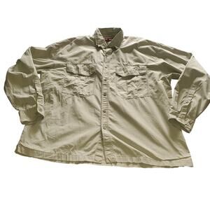 Simms Shirt Mens XL Tan Button Down Fishing, Camping Outdoor Pockets Cotton